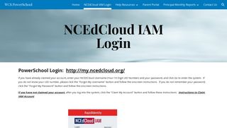 WCS PowerSchool - NCEdCloud IAM Login - Google Sites