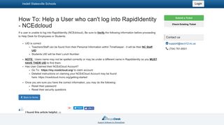How To: Help a User who can't log into RapidIdentity - NCEdcloud ...
