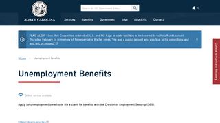 State of North Carolina: Unemployment Benefits - NC.gov