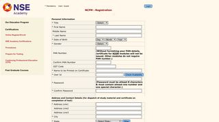 NCFM Online Registration Page