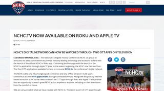 NCHC.tv Now Available on Roku and Apple TV