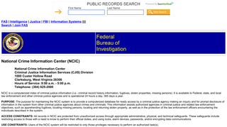 National Crime Information Center (NCIC) - FBI Information Systems