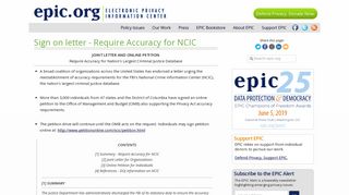 EPIC - Sign on letter - Require Accuracy for NCIC