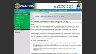 NCIR - NC Immunization Branch - NC.gov