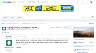 Putting booking number into My NCL - Norwegian Cruise Line - Cruise ...