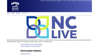 About NC LIVE - NC LIVE - Library at James Sprunt Community College