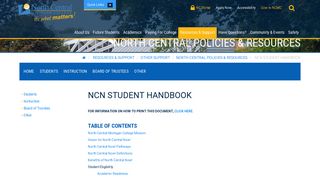 NCN Student Handbook : North Central Michigan College