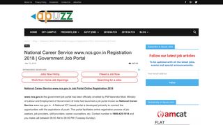 National Career Service www.ncs.gov.in Registration 2018 - Apuzz Jobs
