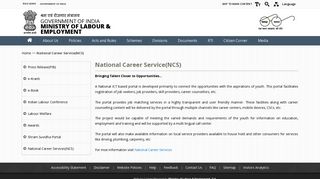 National Career Service(NCS) | Ministry of Labour & Employment