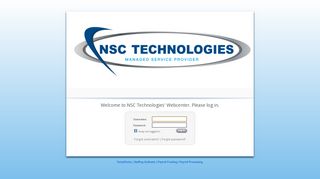 Welcome to NSC Technologies' Webcenter. Please log in.