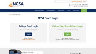 NCSA Login for College, Club and HS Coaches