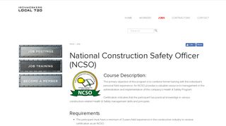 National Construction Safety Officer (NCSO) - Ironworkers' Local 720
