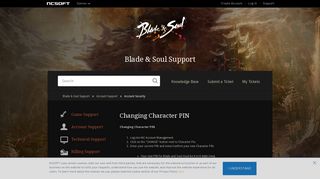 Changing Character PIN – Blade & Soul Support