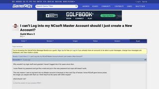 I can't Log into my NCsoft Master Account should I just create a New ...