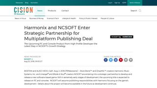 Harmonix and NCSOFT Enter Strategic Partnership for Multiplatform ...