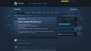 Can`t create NCsoft acc! :: WildStar General Discussions