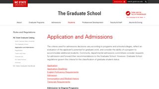 Application and Admissions | The Graduate School | NC State University