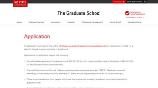 Application | The Graduate School | NC State University