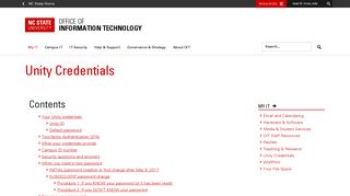 Unity Credentials - Office of Information Technology - NC State ...