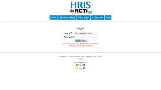 HRIS NCTI | Login Form