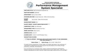 PERFORMANCE MANAGEMENT SYSTEM SPECIALIST - Job Bulletin