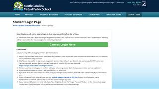 Student Login Page – North Carolina Virtual Public School