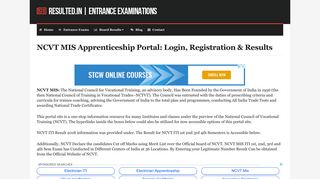NCVT MIS Apprenticeship Portal: Login, Registration & Results