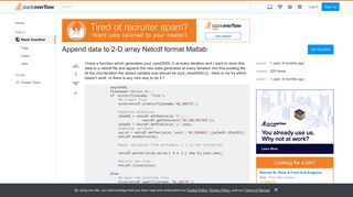 Append data to 2-D array Netcdf format Matlab - Stack Overflow