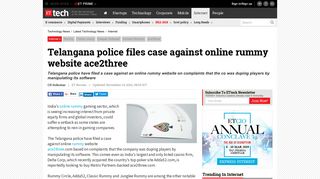 Telangana police files case against online rummy website ace2three ...