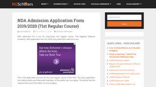 NDA Admission Application Form 2018/19 (70th Regular Course)