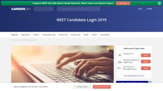 NEET Candidate Login 2019 - Registration, Login, Password ...
