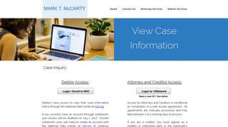 View Case Information - Mark T. McCarty Trustee