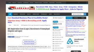 NDE Registration Form & Login | Recruitment of Unemployed ...