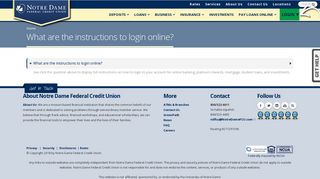 What are the instructions to login online? | Notre Dame FCU