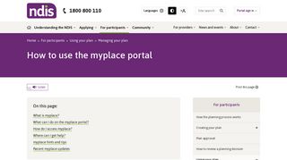 How to use the myplace portal | NDIS
