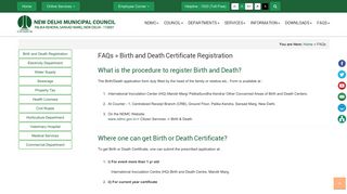 Birth and Death Registration - NDMC