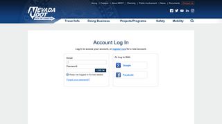 Account Log In | Nevada Department of Transportation