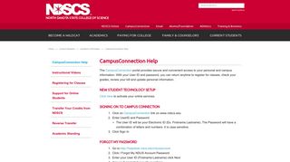 CampusConnection Help: North Dakota State College of ... - NDSCS