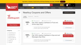 Nearbuy Coupons & Offers | Upto 80% OFF | Extra 7% CD Cashback