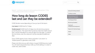 How long do lesson CODES last and can they be ... - Nearpod - Zendesk