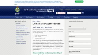 Domain User Authorisation - North East Ambulance Service - NHS ...
