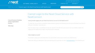 Cannot Login to the Neat Cloud Service with NeatConnect - The Neat ...