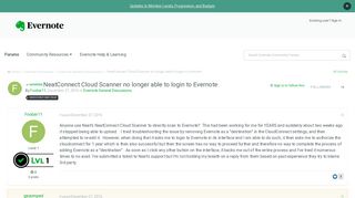 NeatConnect Cloud Scanner no longer able to login to Evernote ...