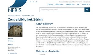 Zentralbibliothek Zürich - NEBIS