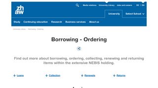 Borrowing - Ordering | ZHAW University Library
