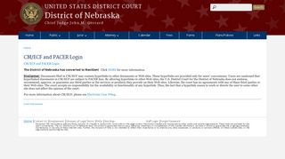 CM/ECF and PACER Login | District of Nebraska | United States ...