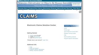 Claims Portal - Nebraska Department of Health and Human Services
