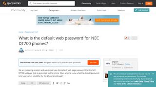 What is the default web password for NEC DT700 phones? - VoIP ...