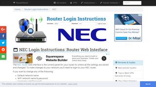 NEC Login: How to Access the Router Settings | RouterReset