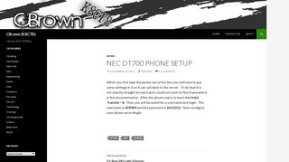 NEC DT700 Phone Setup - - CBrown (K8CTB)